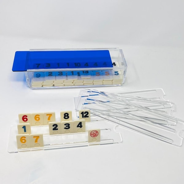 SALE  Modern Acrylic Rummikub Acrylic Blue Game Set