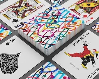Colorful Graffiti Hearts  Canasta Game Player Playing Cards