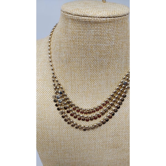 Stunning Vintage Gold Tone Triple Strand Flapper … - image 3