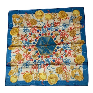 Nina Ricci Balloons/Ribbons/Bottles pattern Vintage Silk Scarf