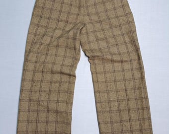 Pantaloni vintage anni '90 CHELL Yamamoto da donna in lana a quadri, taglia 26