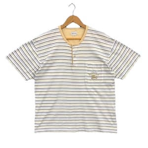 Vintage 90s Burberrys Striped Pocket T.Shirt Snap Buttons Medium