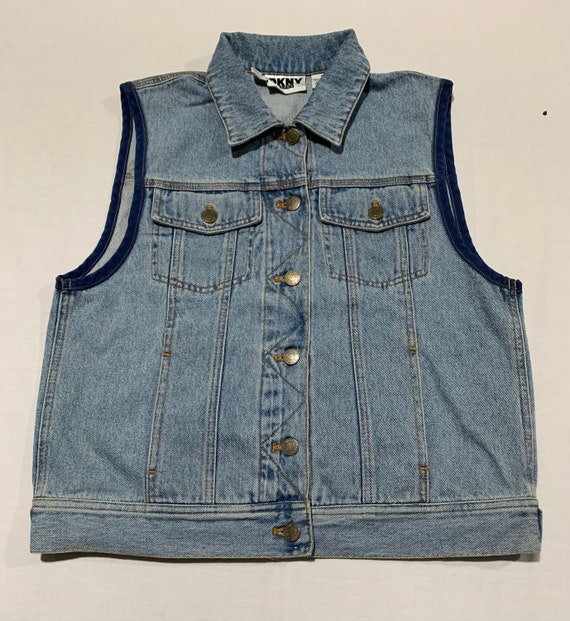 Vintage 90s DKNY Jeans Ladies Sleeveless Denim Jacket Vest Small 