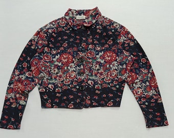 Cardigan vintage con motivo floreale giapponese a 45 giri, taglia unica da donna