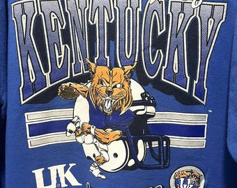 Moletom vintage com estampa grande do time de futebol americano Wildcats da Universidade de Kentucky, suéter Tultex grande
