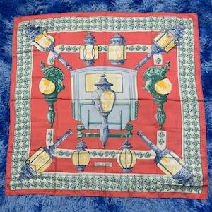 Authentic Hermes ‘Feux de Route’ by Caty Latham Vintage Silk Scarf