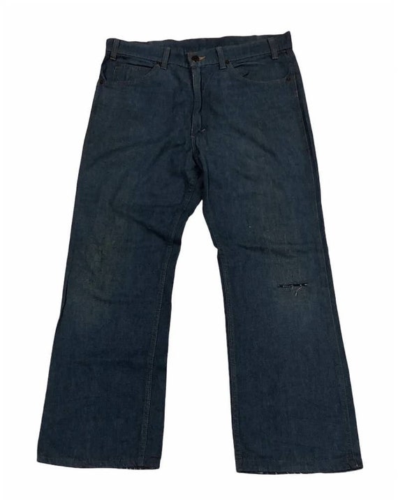 Vintage 70s Levis for Men Soft Jeans Denim Chambray Wide Leg Flare Bootcut Blue Size 34
