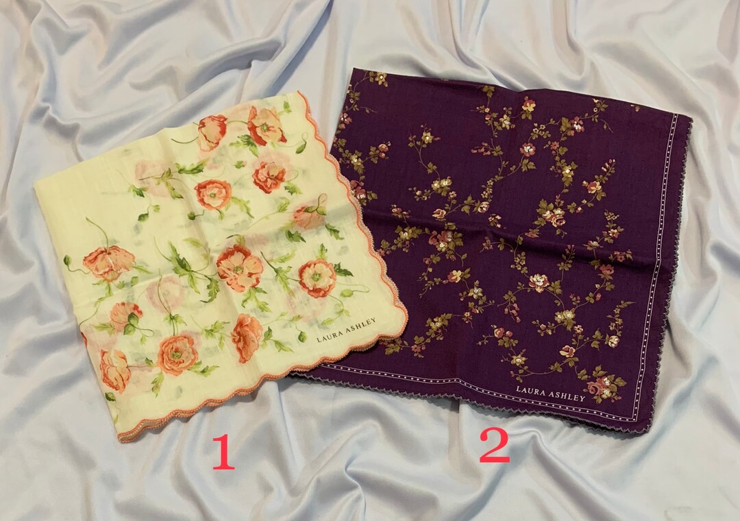 Set 2 Pieces Laura Ashley Floral Pattern Cotton Scarf/bandana Etsy