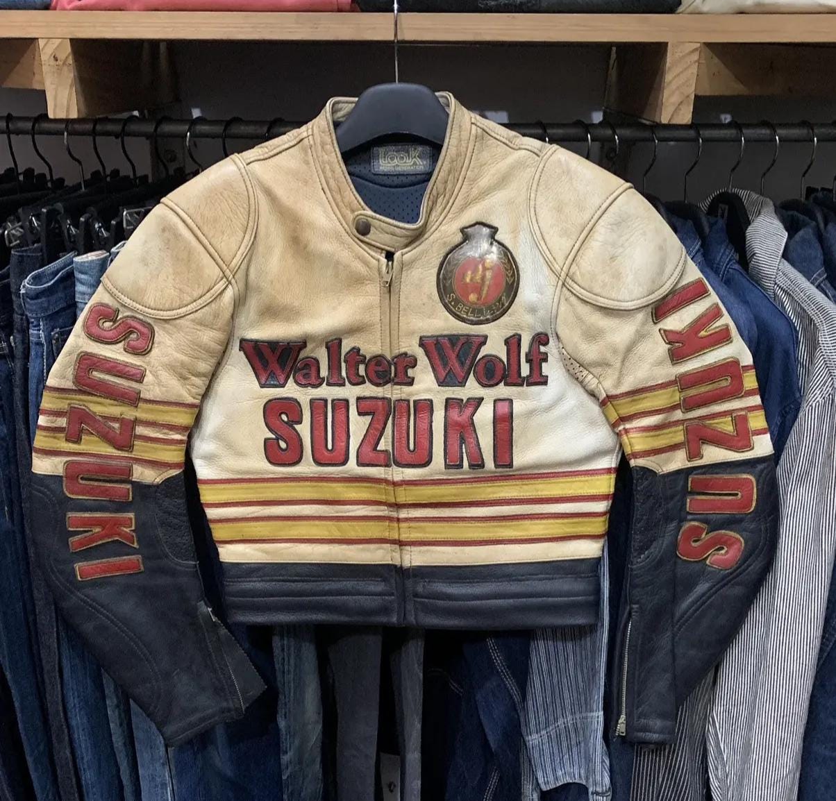 バイクウェア・装備 Walter Wolf Racing Leather Motorcycle RARE! Vintage 80s Walter Wolf Suzuki Racing Team Leather Jacket