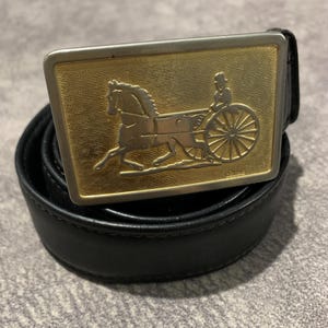 Vintage Celine Ladies Leather Belt With Square Buckle 80s