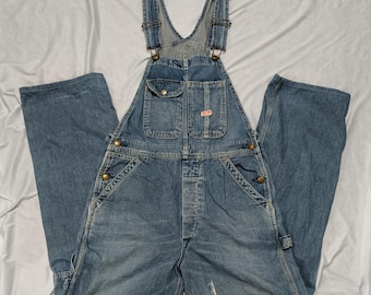 Vintage 90s Edwin ONE-O-ONE (101) Bib Overalls Workwear Denim Waist 32