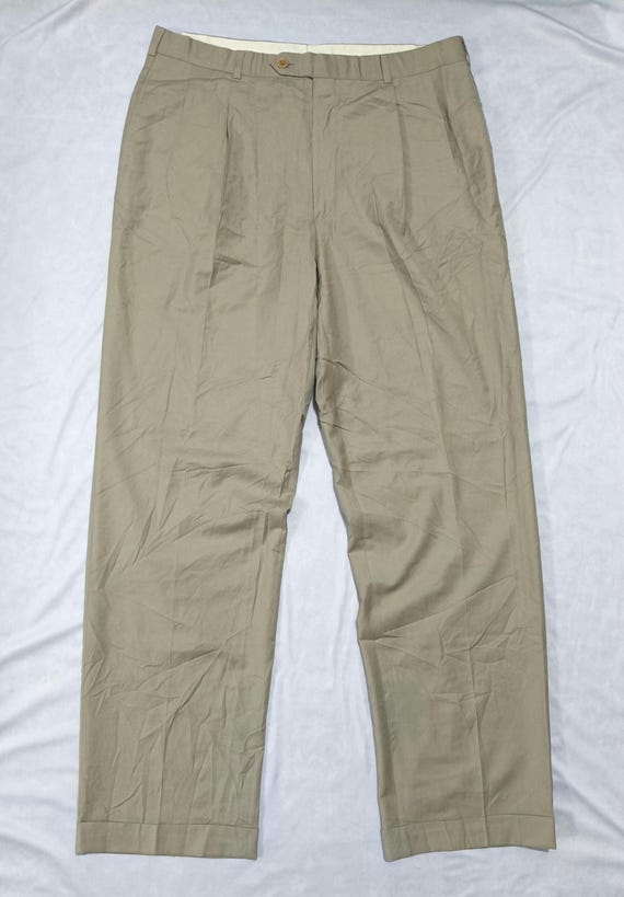 Brooks Brothers, Vintage late 80s-90s Brooks Brothers Loro Piana Wool Pleated Trousers Taupe Tan 36x34 Canada