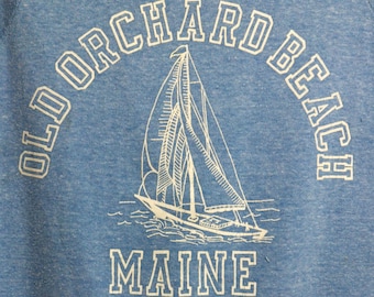 Moletom vintage de gola redonda Old Orchard Beach Maine dos anos 80, pulôver, roupa esportiva média
