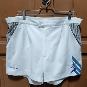 パンツ 1980s vintage DESCENTE adidas shorts Vintage Adidas by Descente All White Shorts Trefoil Logo