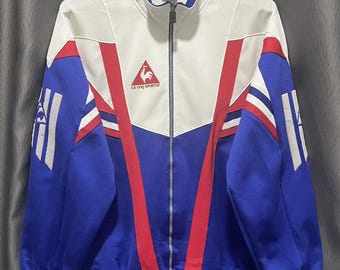 Vintage 90er Jahre Le Coq Sportif Multifarbige Trainingsjacke Color Block Large