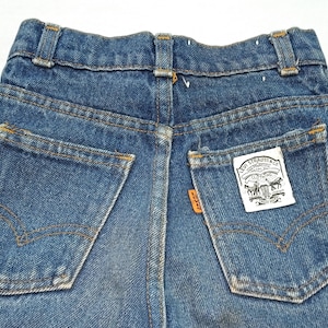 Jeans Levi&#39;s orange vintage des années 80 pour garçons/filles, taille 20