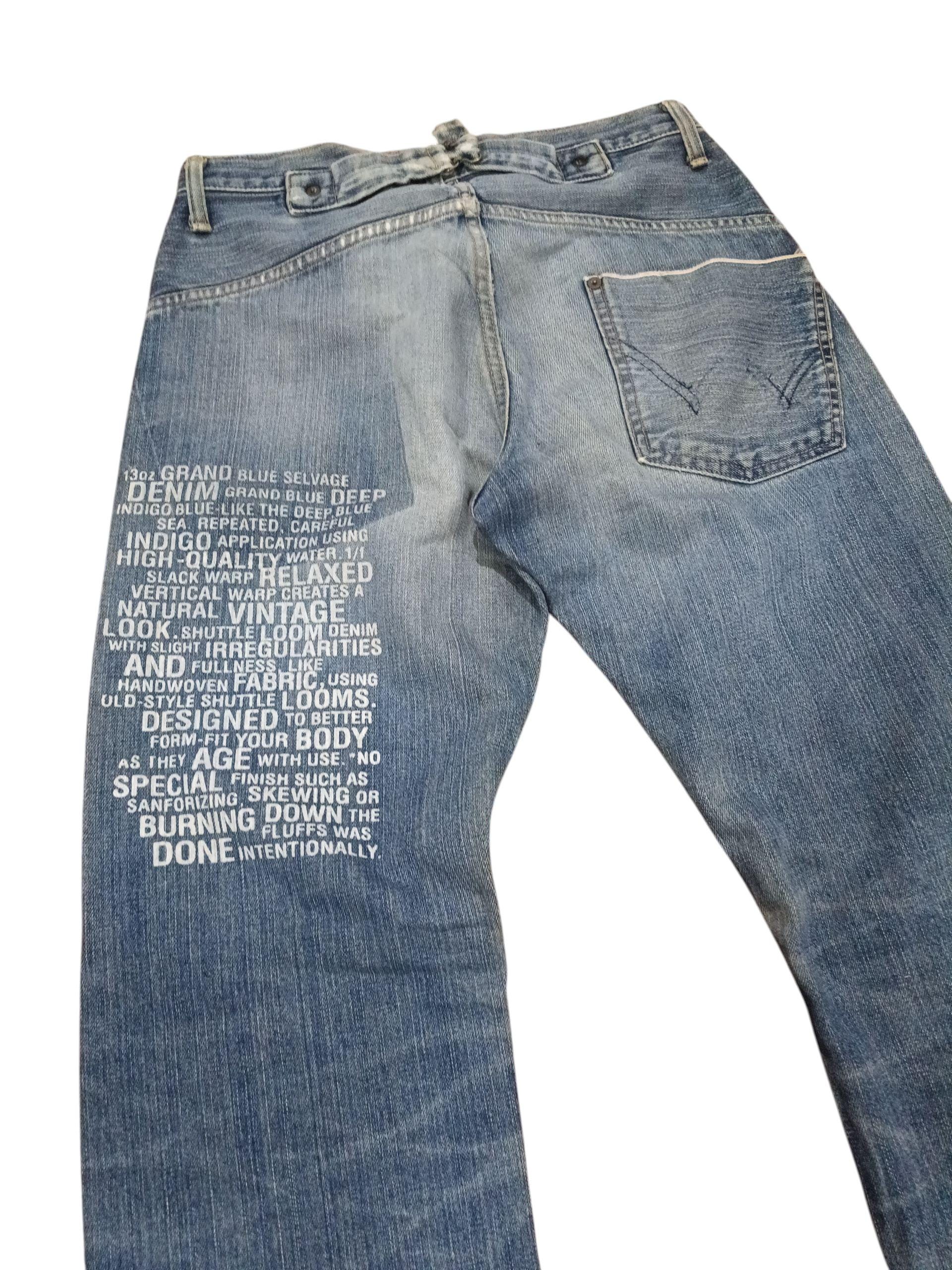 Vintage Edwin 13oz Grand Blue Selvage Distressed Denim Pants Waist 