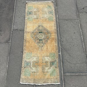 Vintage Rug, 2x4 Small Rugs, Turkish Rug, Anatolian Rug, Rugs For Bathroom, 1.4x3.7 ft Beige Rug, Muted Oushak Rugs, Turkish Rug Small,