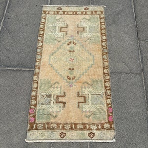 Turkish Rug, 2x3 Small Rugs, Vintage Rug, Oushak Rug, Rugs For Bathroom, 1.4x2.9 ft Green Rug, Decorative Anatolian Rugs, Vintage Decor,