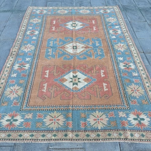 Vintage Rug, Turkish Rug, Large Rug, Antique Rug, Rugs For Living Room, 5.9x8.5 ft Beige Rug, Modern Minimalist Wool Rug, Anatolian Rug,