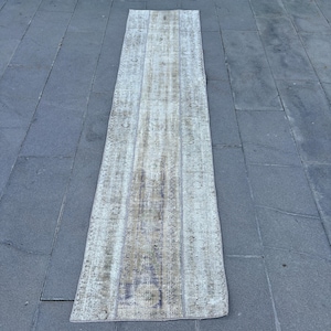 2x8 Runner Rug, Vintage Rug, Patchwork Rug, Turkish Rug, Oushak Rugs, Rugs For Kitchen, 1.9x8.2 ft Beige Rug, Soft Washable Antique Rug,
