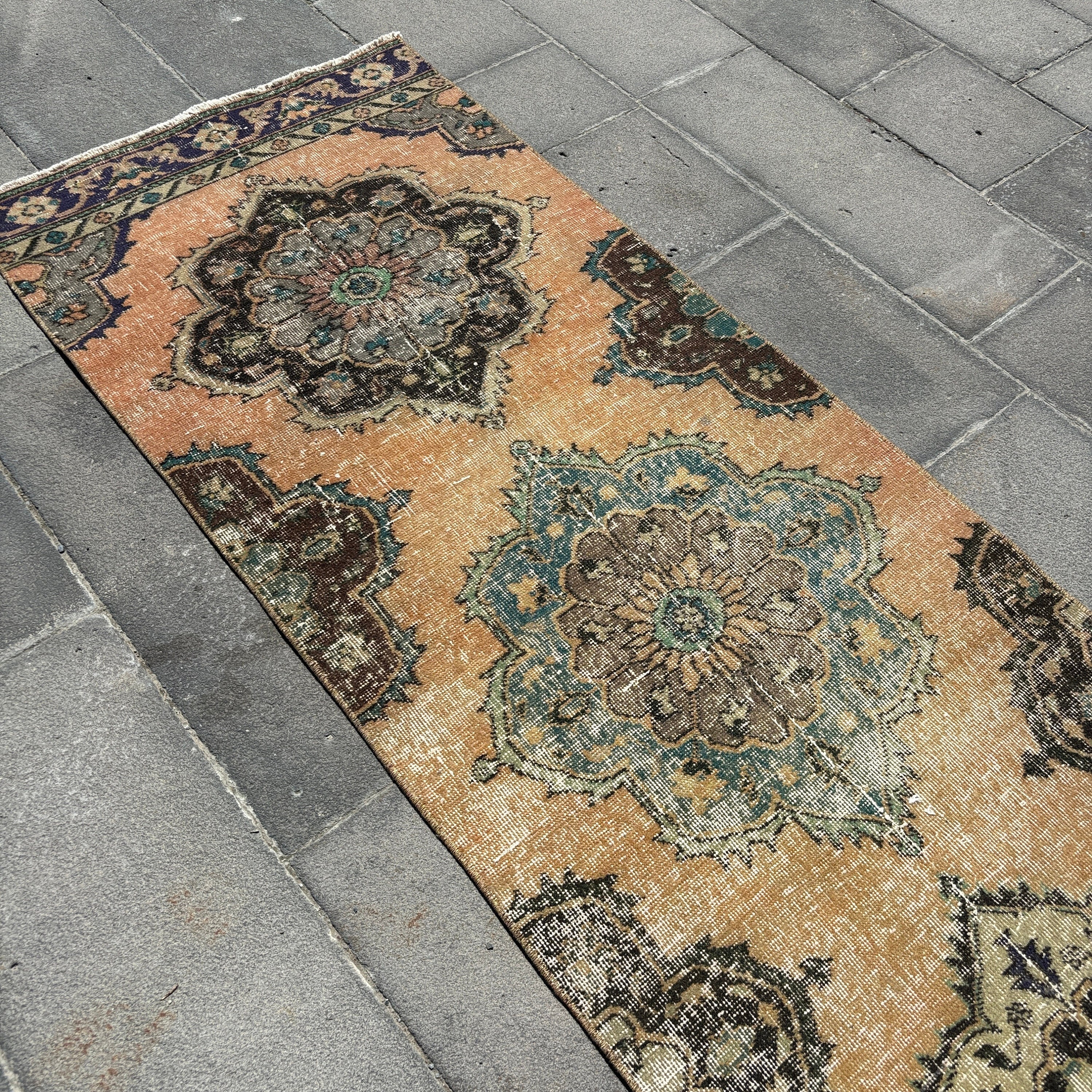 ヴィンテージラグ、3x14ランナーラグ、トルコラグ、アナトリアン