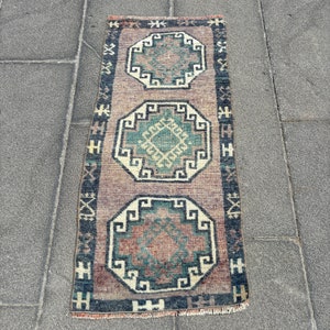 2x3 Small Rugs, Turkish Rug, Vintage Rug, Oushak Rugs, Rugs For Bathroom, 1.4x3 ft Green Rug, Wool Bedroom Rug, Gift For The Home,