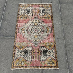 Vintage Rug, 2x4 Small Rugs, Turkish Rug, Oushak Rug, Rugs For Entry, 1.8x3.3 ft Pink Rug, Home Decor Rug, Door Mat Rug, Antique Rug,