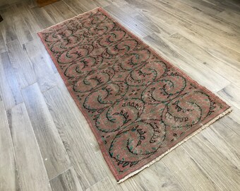 Turkish Decorative rug,Pink rug,Bohemian rug,Anatolia rug,Runner rug,Vintage rug,Corridor rug,Natural rug,Outdoor rug,Medium rug, 2.7x6.5 Ft