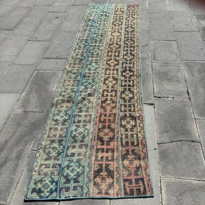 Turkish Rug, Patchwork Rug, 3x8 Runner Rugs, Vintage Rug, Anatolian Rug, Rugs For Stair, 2.6x7.7 ft Beige Rug, Wool Rugs, Antique Rug,