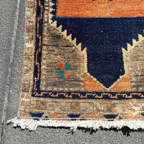 vintage rug トルコ ヴィンテージラグ アナトリア ブルー ミニラグ vintage rug トルコ ヴィンテージラグ アナトリア ブルー ミニラグ