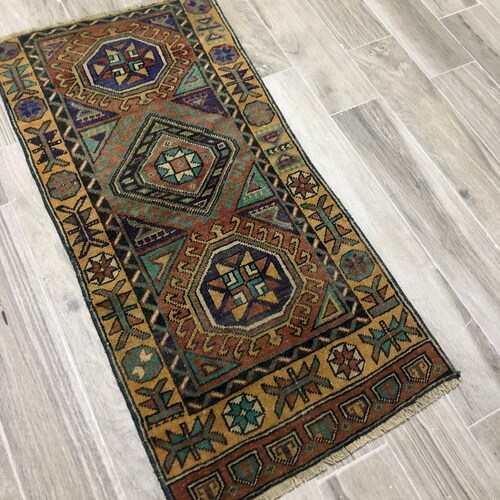 Small Anatolia rug,Vintage rug,Turkish Rug,Decorative shops rug,Runner rug,Bohemian rug,Eclectic rug,Natural rug,Handmade rug, 1.9 x 3.9 Ft
