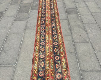 2x11 Runner Rugs, Patchwork Rug, Vintage Rug, Turkish Rug, Oushak Rugs, Rugs Corridor, 1.7x10.6 ft Yellow Rug, Kitchen Rug, Antique Rug