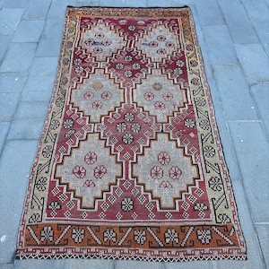 Large Kilim, Turkish Kilim, Vintage Kilim, Embroidered Anatolian Kilim, Rugs For Dining Room, 5x9.7 ft Pink Kilim, Vintage Oushak Wool Rug,