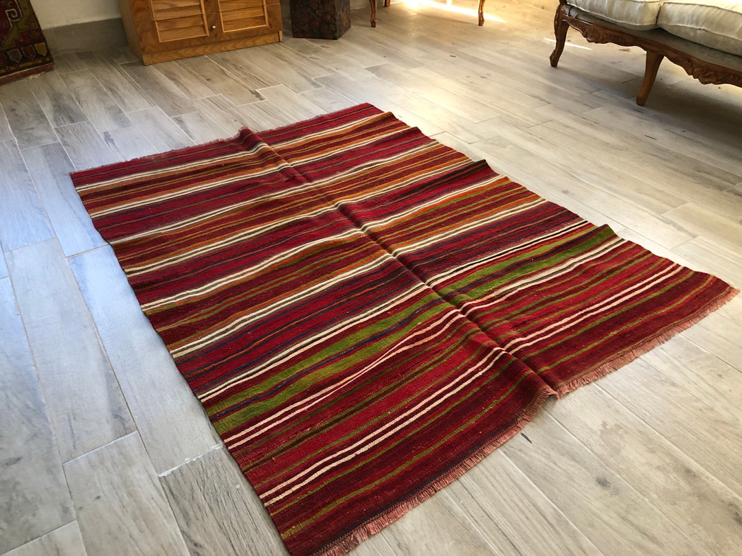 Turkish Rug,medıum Rug,strped Rug,decorative Rug,red Rug,area Rug ...