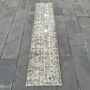 2x8 Runner Rug, Turkish Rug, Patchwork Rug, Vintage Rug, Oushak Rug, Rugs For Corridor, 1.6x7.2 ft Beige Rug, Antique Wool Rug, Boho Rug,