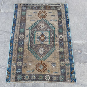Small Rug, Turkish Rug, Vintage Rug, Antique Anatolian Rug, Rugs For Entry, 2.4x3.3 ft Brown Rug, Boho Chic Turkish Rug, Wool Door Mat,