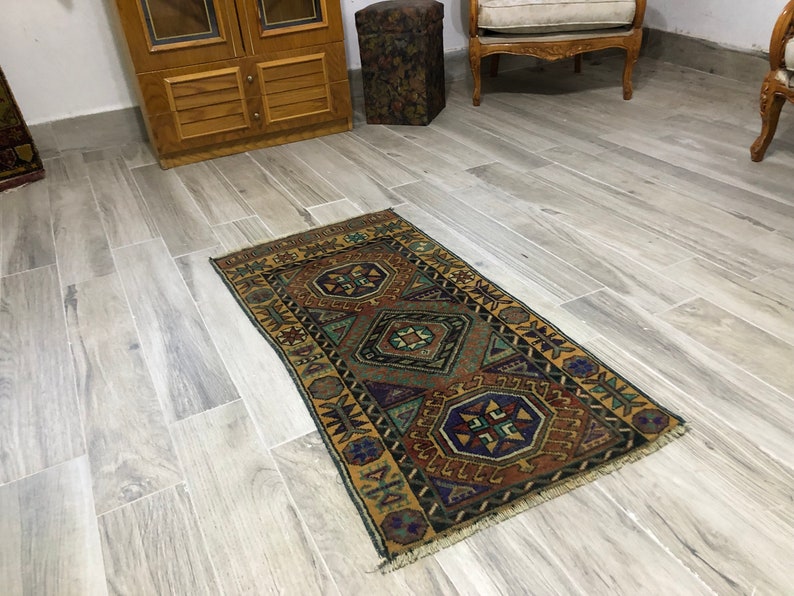 Small Anatolia rug,Vintage rug,Turkish Rug,Decorative shops rug,Runner rug,Bohemian rug,Eclectic rug,Natural rug,Handmade rug, 1.9 x 3.9 Ft