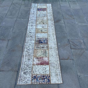 2x8 Runner Rug, Patchwork Rug, Vintage Rug, Turkish Rug, Antique Rug, Rugs For Kitchen, 2.1x8 ft Beige Rug, Wool Rug With Geometric Pattern