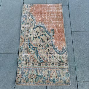 2x3 Small Rug, Vintage Rug, Turkish Rug, Antique Rugs, Rugs For Entry, 1.7x3.3 ft Orange Rug, Vintage Beni Ourain Rug, Decorative Bath Mat,