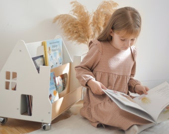 Libreria Montessori personalizzata, libreria per l'asilo nido, mobili Montessori, libreria per bambini, regalo per ragazza di 1 anno, libreria per bambini