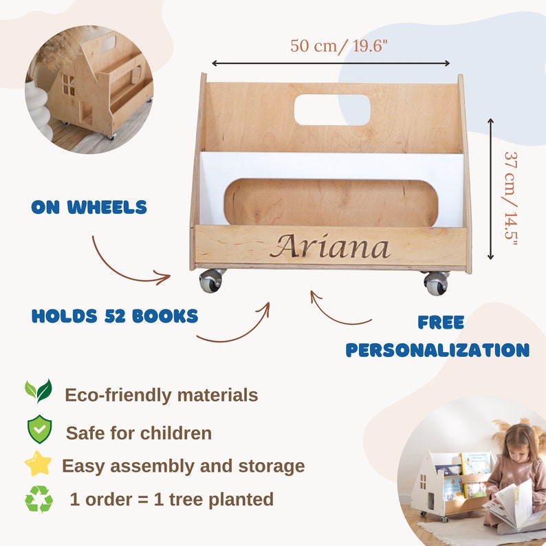 TUEGEGNS Montessori Bookshelf,Toddler Bookshelf For Kids