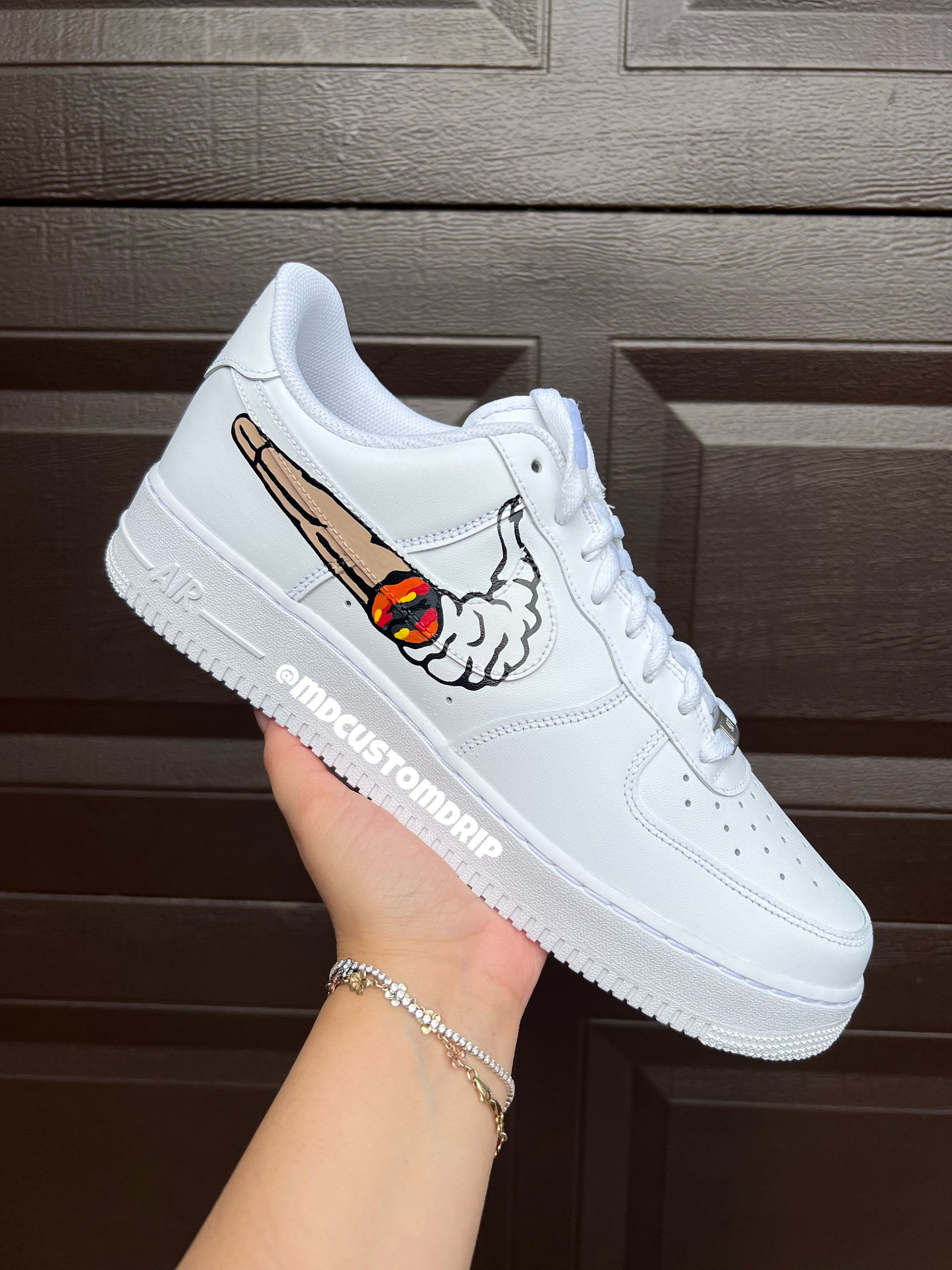 Weed Custom Nike Air Force 1 Shoes White Low - Bandana Fever