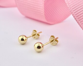 Orecchini a bottone a sfera in oro massiccio 14K: gioielli minimalisti e delicati