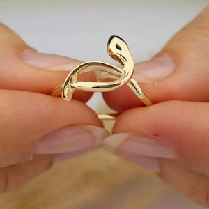 14K Gold Snake Ring – Dainty Minimalist Serpent Ring for Women – Simple Gold Statement Jewelry Gift