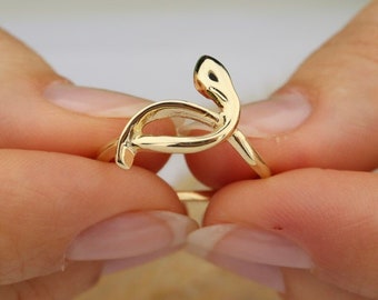 14K Gold Snake Ring: Minimalist Serpent Jewelry Gift
