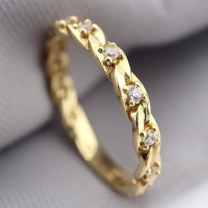 14k Gold Diamond Ring: Minimalist Stacking Ring