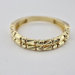 Anello con perline a doppia fascia in oro 14 carati • Anello in oro • Anello con perline a doppia fascia impilabile • Anelli in oro da donna • Regalo per lei • Regalo di compleanno • Anello con perline