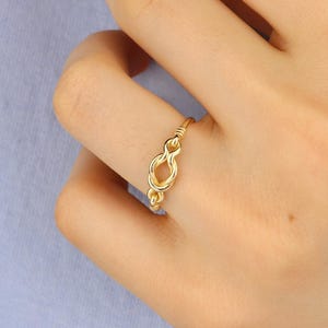 14k Solid Gold Love Knot Ring, Dainty Knot Ring for Women, Delicate Infinity Ring