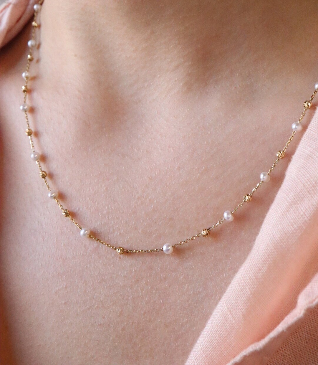 ★関税込★Numbering★GOLD BALL PEARL NECKLACE #9714★ ☆関税込☆Numbering☆GOLD BALL PEARL NECKLACE #9714☆